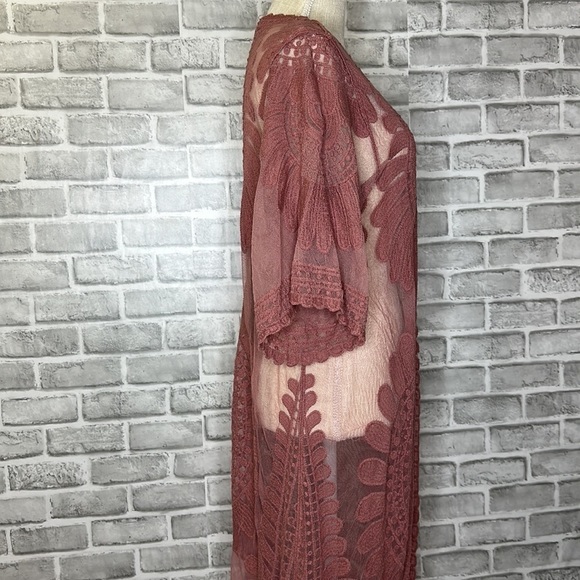 Rebellion Again dusty rose long kimono. Bohemian style. Lightweight. Size medium - Picture 4 of 14